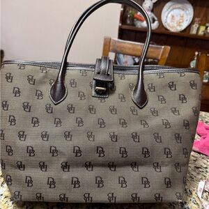 Rooney & Bourke Monogram Canvas Tote with Dark Brown Trim